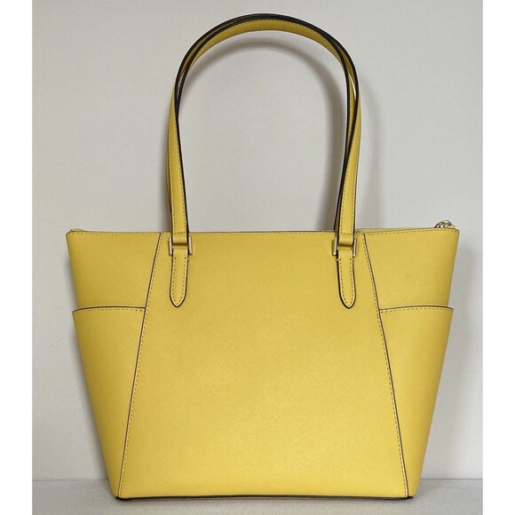 New Michael Kors Charlotte Large Shoulder Tote Saffiano Leather Golden Yellow - Picture 2 of 5